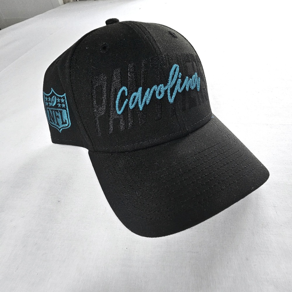 New Era 9FORTY Carolina Panthers Snapback Hat Black Blue NFL Football Cap OSFM